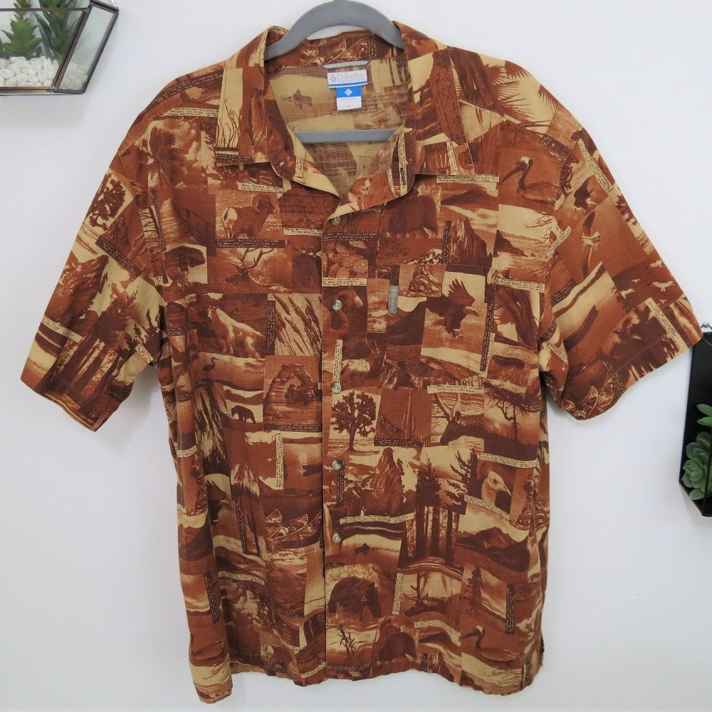 Columbia Brown Outdoor Nature Motif Shirt XL
